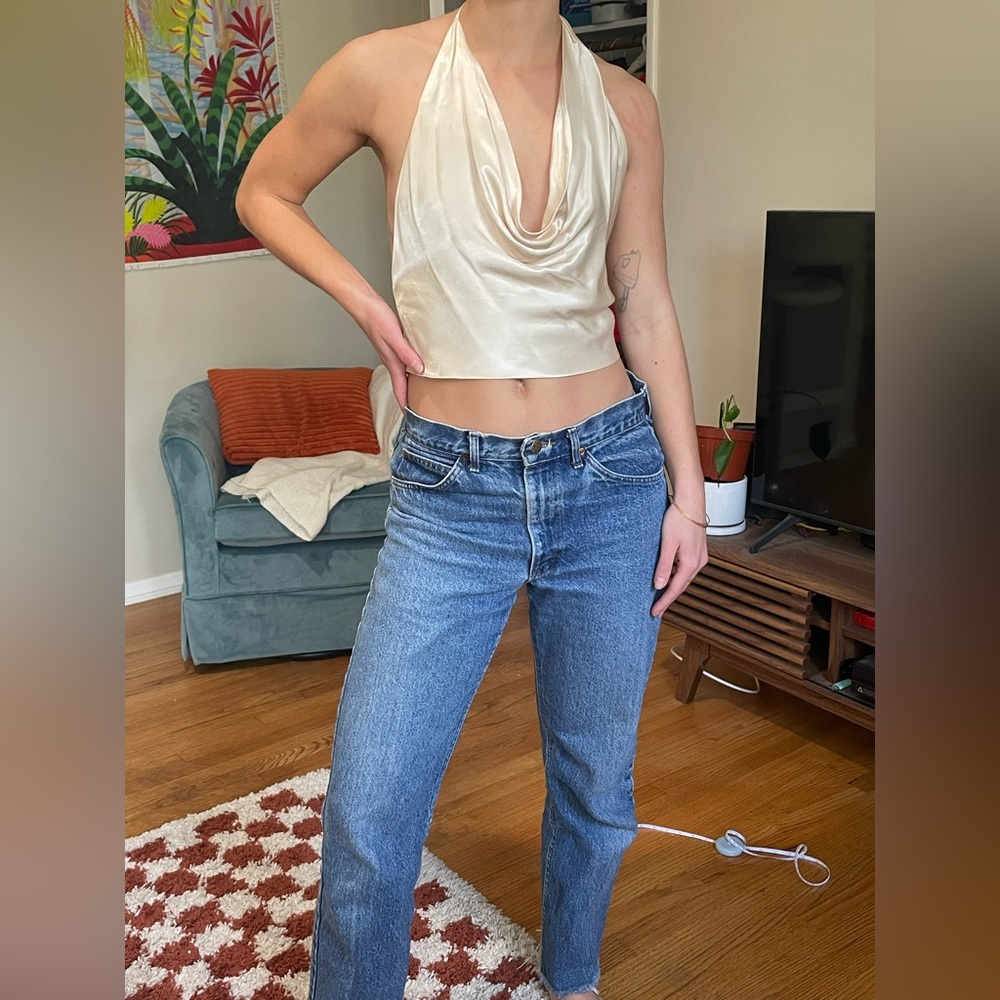 Satin cowl neck halter top!